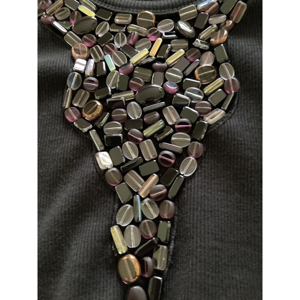 Catherine Malandrino Black Stretch Tank Top Embellished Steer Head Medium - Picture 3 of 6